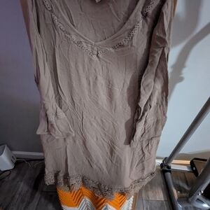 Kori Chocolate Brown Lace Trim Dress